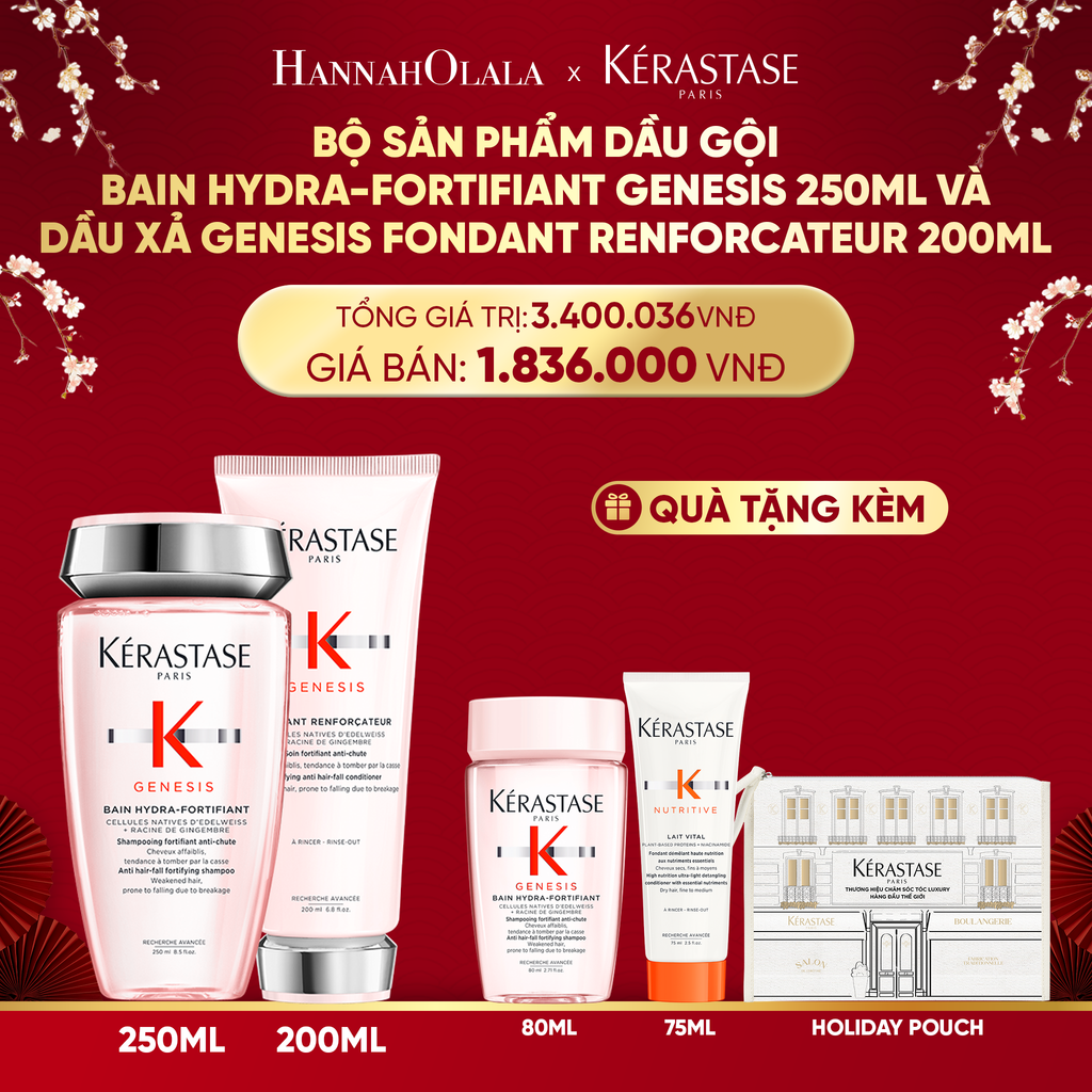  A1319_DEAL 3: BỘ SẢN PHẨM DẦU GỘI BAIN HYDRA-FORTIFIANT GENESIS 250ML VÀ DẦU XẢ GENESIS FONDANT RENFORCATEUR 200ML 