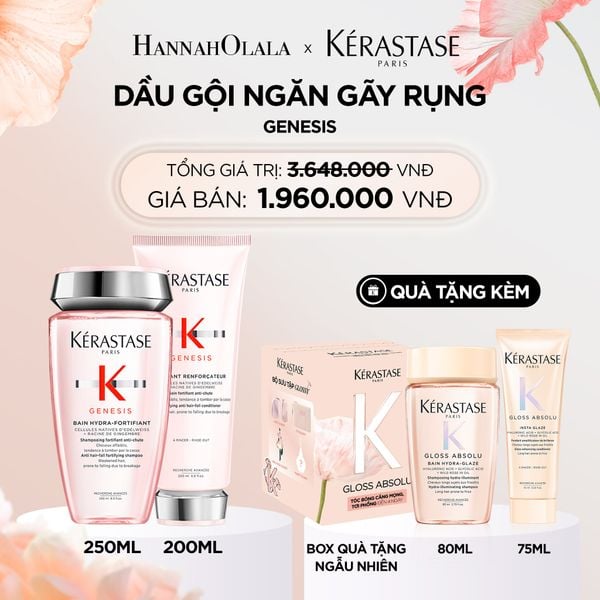  BỘ SẢN PHẨM DẦU GỘI BAIN HYDRA-FORTIFIANT GENESIS 250ML VÀ DẦU XẢ GENESIS FONDANT RENFORCATEUR 200ML 