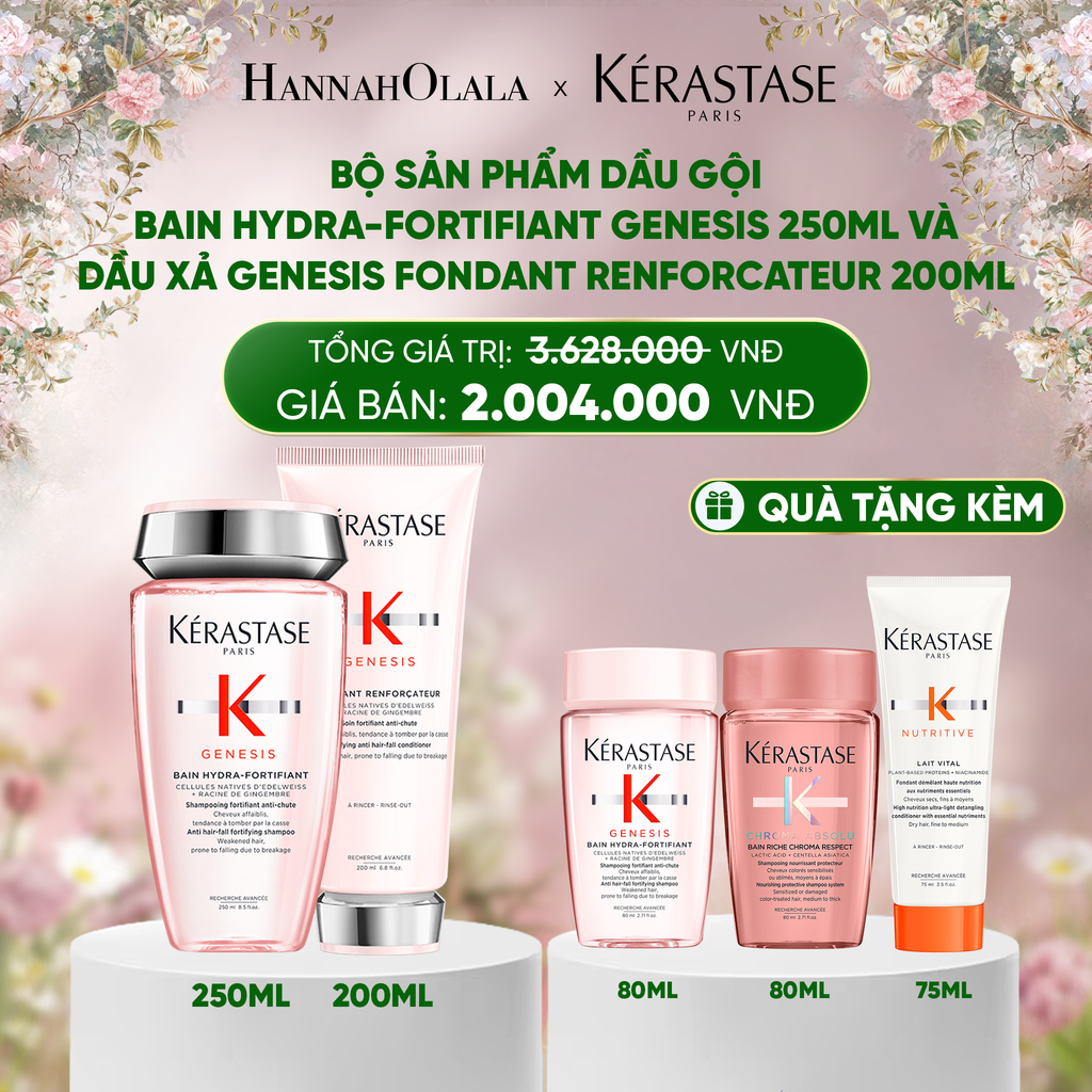  DEAL 3: BỘ SẢN PHẨM DẦU GỘI BAIN HYDRA-FORTIFIANT GENESIS 250ML VÀ DẦU XẢ GENESIS FONDANT RENFORCATEUR 200ML 