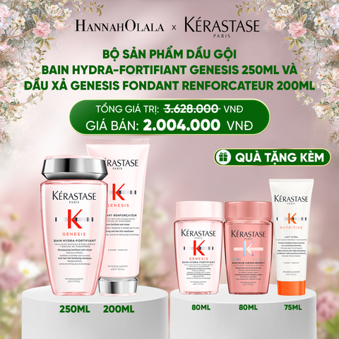  DEAL 3: BỘ SẢN PHẨM DẦU GỘI BAIN HYDRA-FORTIFIANT GENESIS 250ML VÀ DẦU XẢ GENESIS FONDANT RENFORCATEUR 200ML 