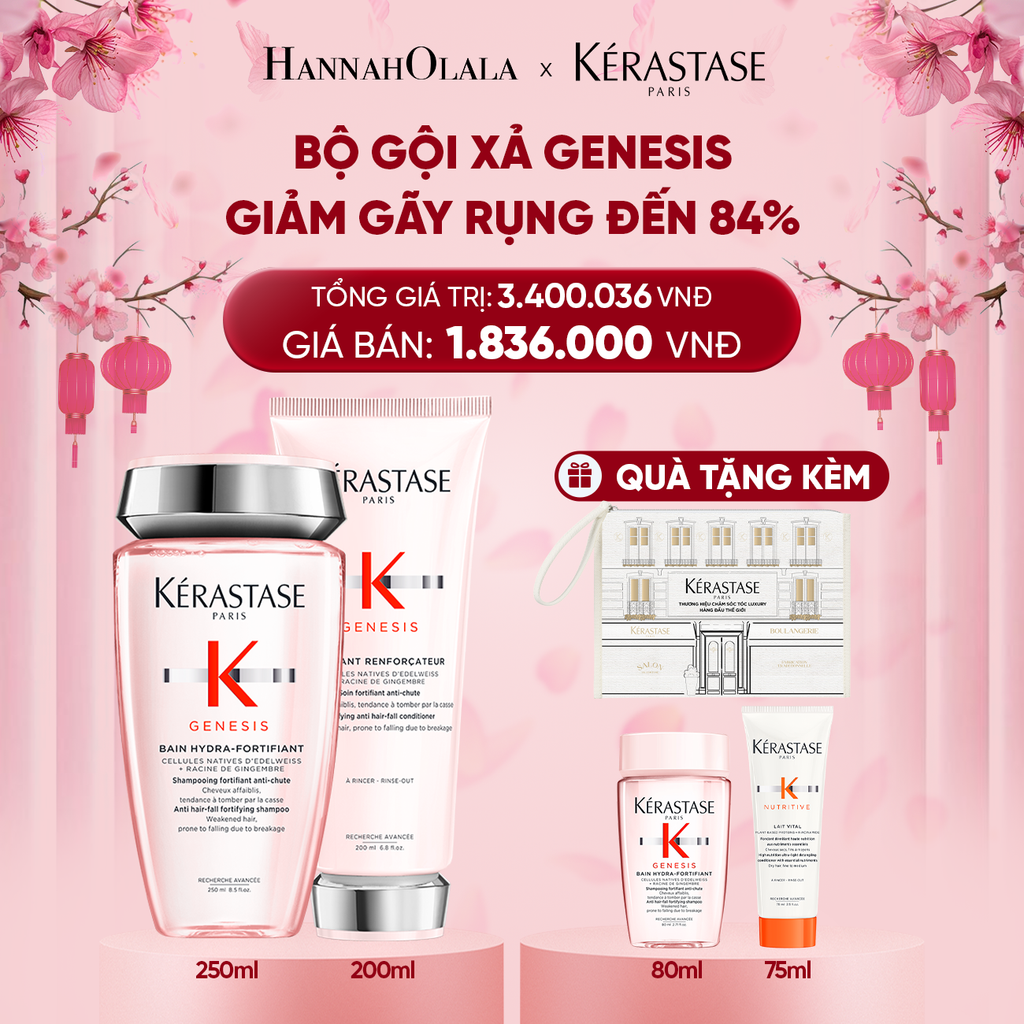  DEAL 3: BỘ SẢN PHẨM DẦU GỘI BAIN HYDRA-FORTIFIANT GENESIS 250ML VÀ DẦU XẢ GENESIS FONDANT RENFORCATEUR 200ML 