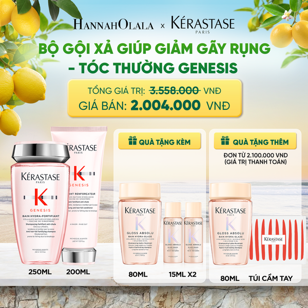  BỘ SẢN PHẨM DẦU GỘI BAIN HYDRA-FORTIFIANT GENESIS 250ML VÀ DẦU XẢ GENESIS FONDANT RENFORCATEUR 200ML - DEAL 02 - A464 