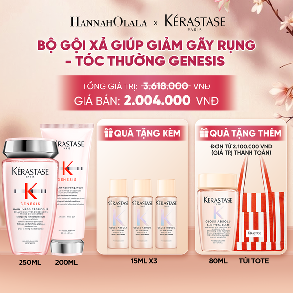  BỘ SẢN PHẨM DẦU GỘI BAIN HYDRA-FORTIFIANT GENESIS 250ML VÀ DẦU XẢ GENESIS FONDANT RENFORCATEUR 200ML - A763 