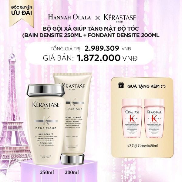  DEAL 5_BACKUP: BỘ GỘI XẢ GIÚP TĂNG MẬT ĐỘ TÓC KERASTASE (BAIN DENSITE 250ML + FONDANT DENSITE 200ML 