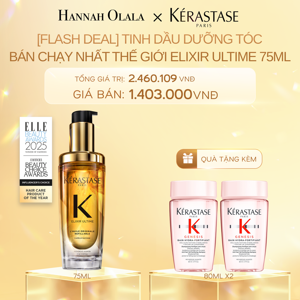  DEAL 2: [FLASH DEAL] TINH DẦU DƯỠNG TÓC BÁN CHẠY NHẤT THẾ GIỚI ELIXIR ULTIME 75ML 