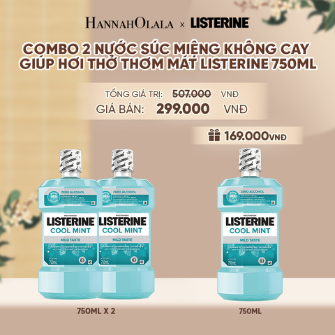  MUA 2 TẶNG 1 NƯỚC SÚC MIỆNG LISTERINE KHÔNG CAY GIÚP HƠI THỞ THƠM MÁT COOL MINT ZERO 750ML - A587 