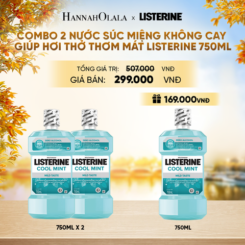  MUA 2 TẶNG 1 NƯỚC SÚC MIỆNG LISTERINE KHÔNG CAY GIÚP HƠI THỞ THƠM MÁT COOL MINT ZERO 750ML - E868 