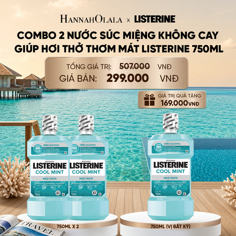  MUA 2 TẶNG 1 NƯỚC SÚC MIỆNG LISTERINE KHÔNG CAY GIÚP HƠI THỞ THƠM MÁT COOL MINT ZERO 750ML 