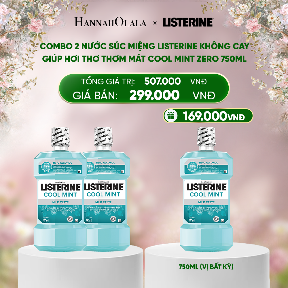  DEAL 13: COMBO 2 NƯỚC SÚC MIỆNG LISTERINE KHÔNG CAY GIÚP HƠI THỞ THƠM MÁT COOL MINT ZERO 750ML 