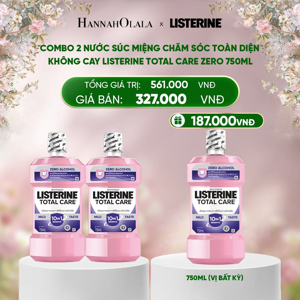  DEAL 14: COMBO 2 NƯỚC SÚC MIỆNG CHĂM SÓC TOÀN DIỆN KHÔNG CAY LISTERINE TOTAL CARE ZERO 750ML 