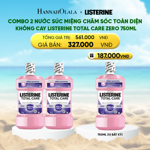  DEAL 10: COMBO 2 NƯỚC SÚC MIỆNG CHĂM SÓC TOÀN DIỆN KHÔNG CAY LISTERINE TOTAL CARE ZERO 750ML 
