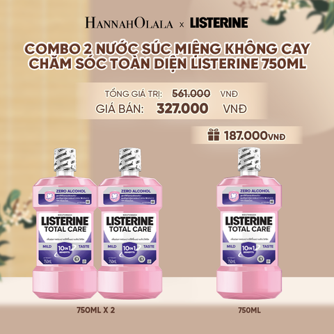 MUA 2 TẶNG 1 NƯỚC SÚC MIỆNG CHĂM SÓC TOÀN DIỆN KHÔNG CAY LISTERINE TOTAL CARE ZERO 750ML - A588 