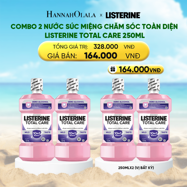  COMBO 2 NƯỚC SÚC MIỆNG CHĂM SÓC TOÀN DIỆN KHÔNG CAY LISTERINE TOTAL CARE ZERO 250ML 