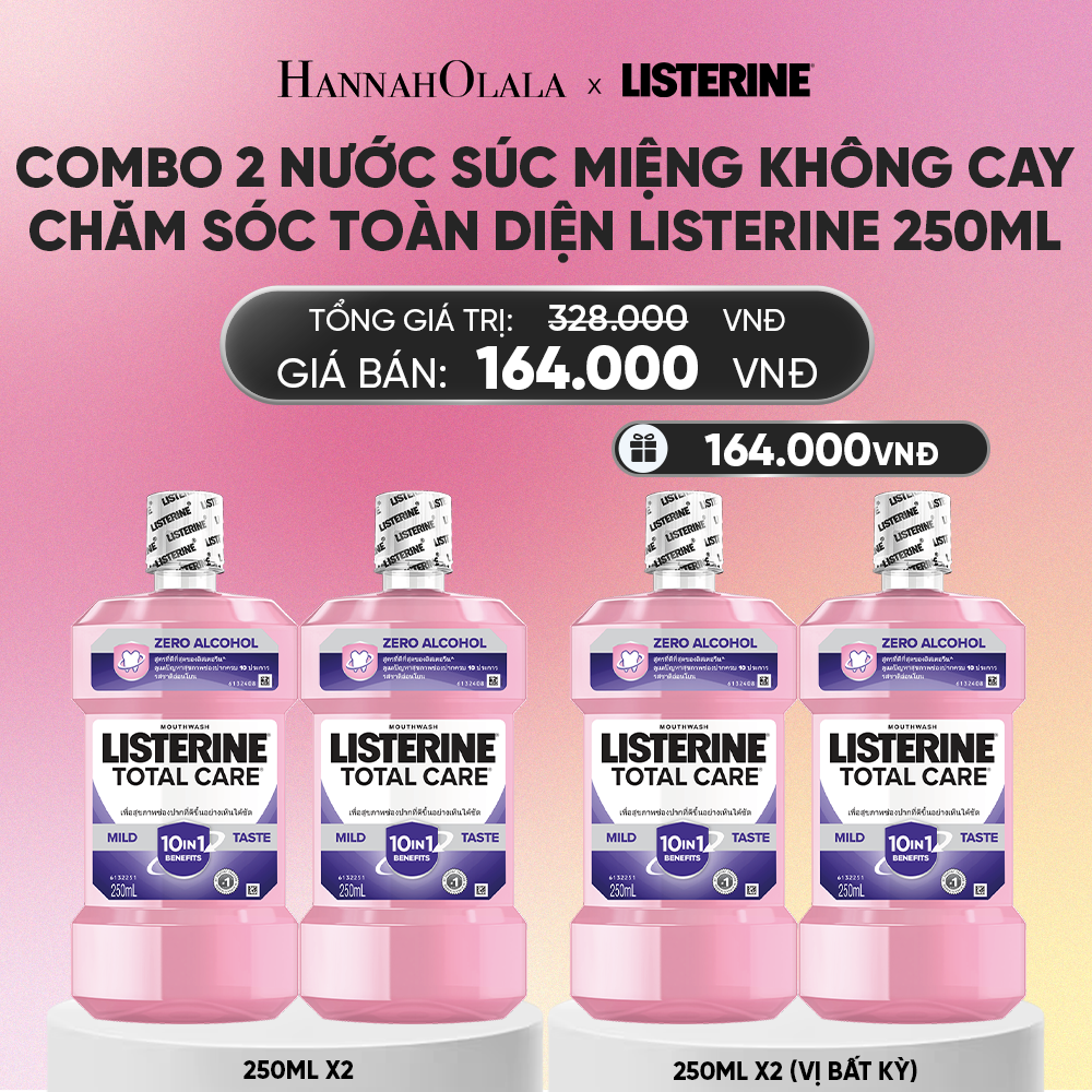  MUA 2 TẶNG 2 NƯỚC SÚC MIỆNG CHĂM SÓC TOÀN DIỆN KHÔNG CAY LISTERINE TOTAL CARE ZERO 250ML_A1235 