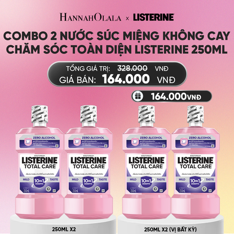  MUA 2 TẶNG 2 NƯỚC SÚC MIỆNG CHĂM SÓC TOÀN DIỆN KHÔNG CAY LISTERINE TOTAL CARE ZERO 250ML_A1235 