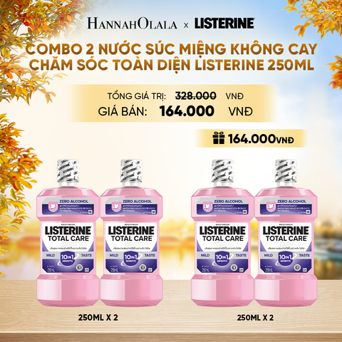  MUA 2 TẶNG 2 NƯỚC SÚC MIỆNG CHĂM SÓC TOÀN DIỆN KHÔNG CAY LISTERINE TOTAL CARE ZERO 250ML - E871 