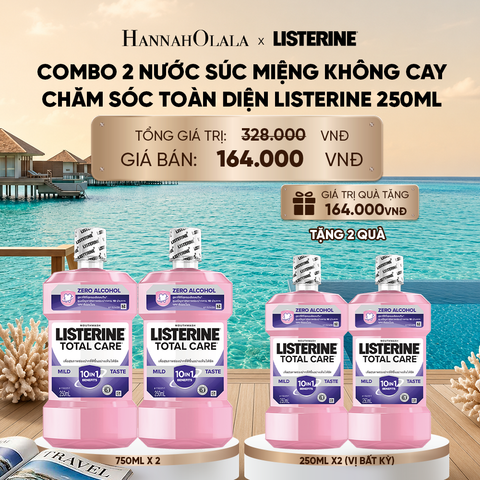  MUA 2 TẶNG 2 NƯỚC SÚC MIỆNG CHĂM SÓC TOÀN DIỆN KHÔNG CAY LISTERINE TOTAL CARE ZERO 250ML 