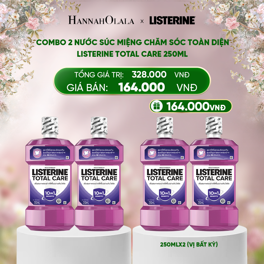  DEAL 16: COMBO 2 NƯỚC SÚC MIỆNG CHĂM SÓC TOÀN DIỆN KHÔNG CAY LISTERINE TOTAL CARE ZERO 250ML 