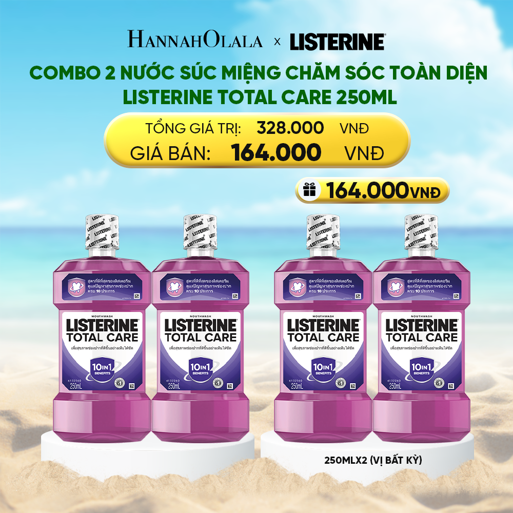 A948_deal 11: combo 2 nước súc miệng chăm sóc toàn diện listerine total care 250ml