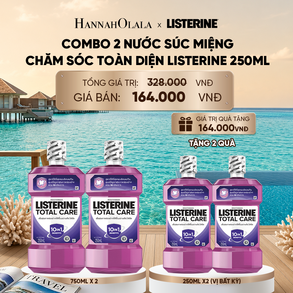  MUA 2 TẶNG 2 NƯỚC SÚC MIỆNG CHĂM SÓC TOÀN DIỆN LISTERINE TOTAL CARE 250ML 