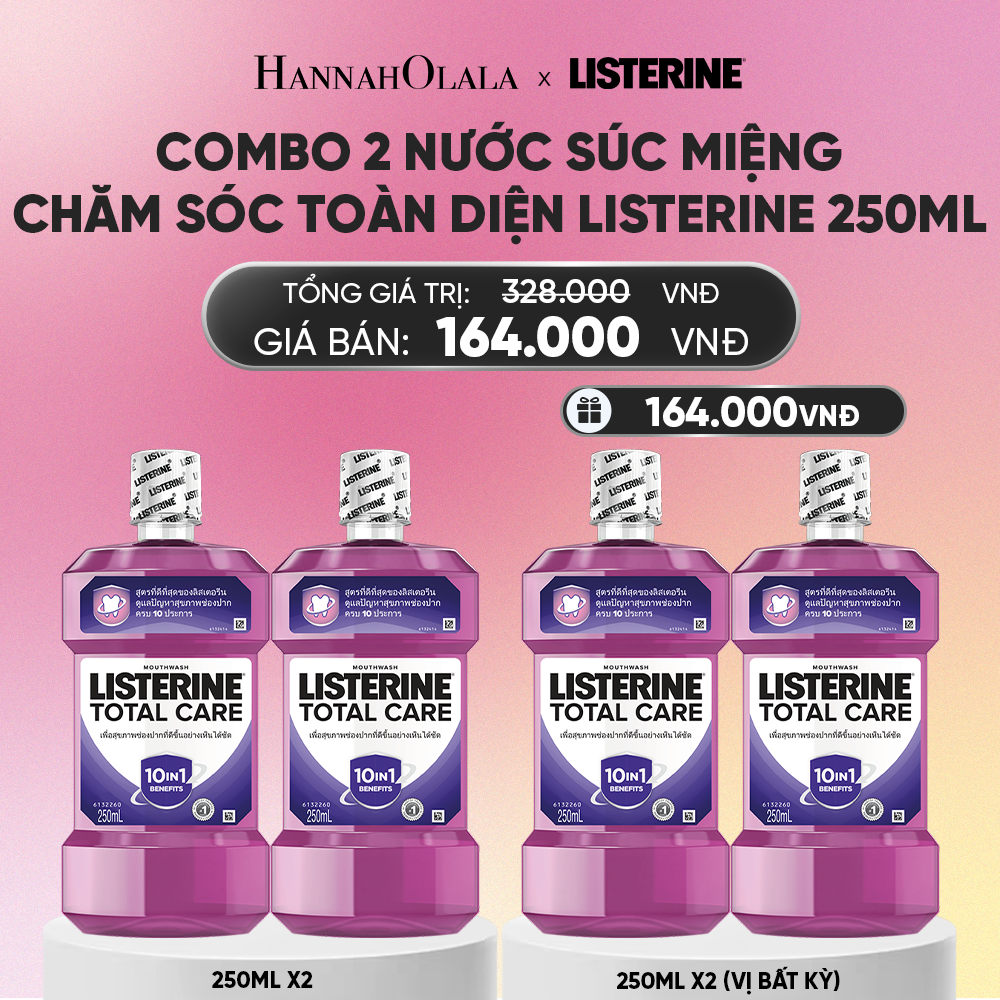  MUA 2 TẶNG 2 NƯỚC SÚC MIỆNG CHĂM SÓC TOÀN DIỆN LISTERINE TOTAL CARE 250ML_A1234 