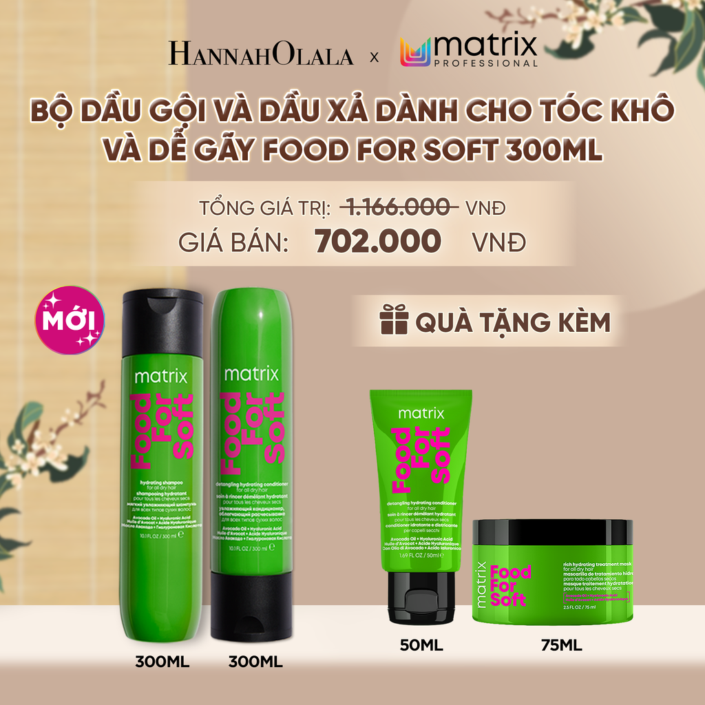  BỘ DẦU GỘI VÀ DẦU XẢ DÀNH CHO TÓC KHÔ VÀ DỄ GÃY MATRIX FOOD FOR SOFT 300ML - A5112 