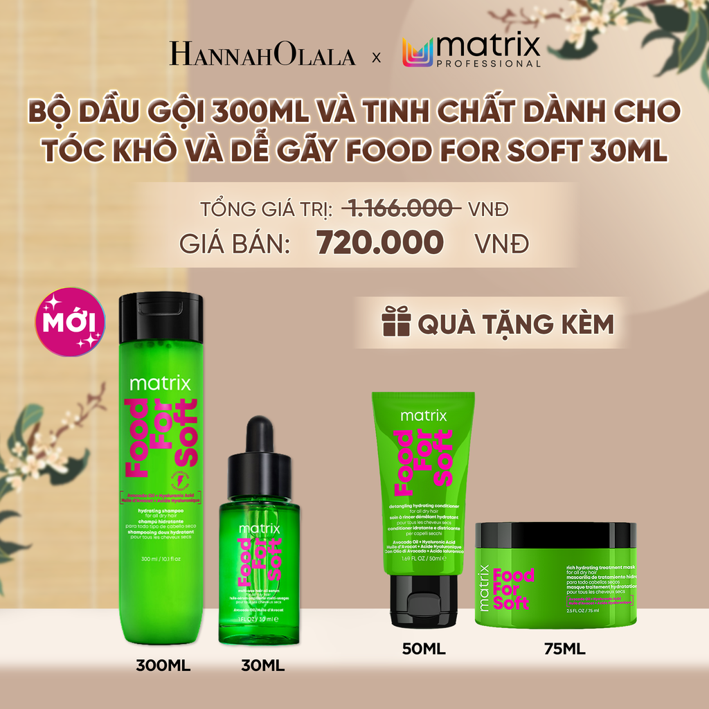 BỘ DẦU GỘI 300ML VÀ TINH CHẤT DÀNH CHO TÓC KHÔ VÀ DỄ GÃY MATRIX FOOD FOR SOFT 30ML - A5113 