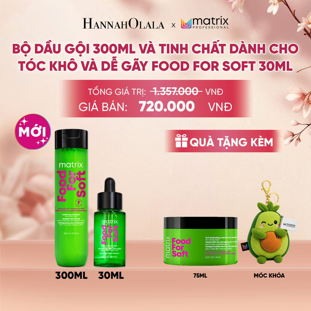  BỘ DẦU GỘI 300ML VÀ TINH CHẤT DÀNH CHO TÓC KHÔ VÀ DỄ GÃY FOOD FOR SOFT 30ML 
