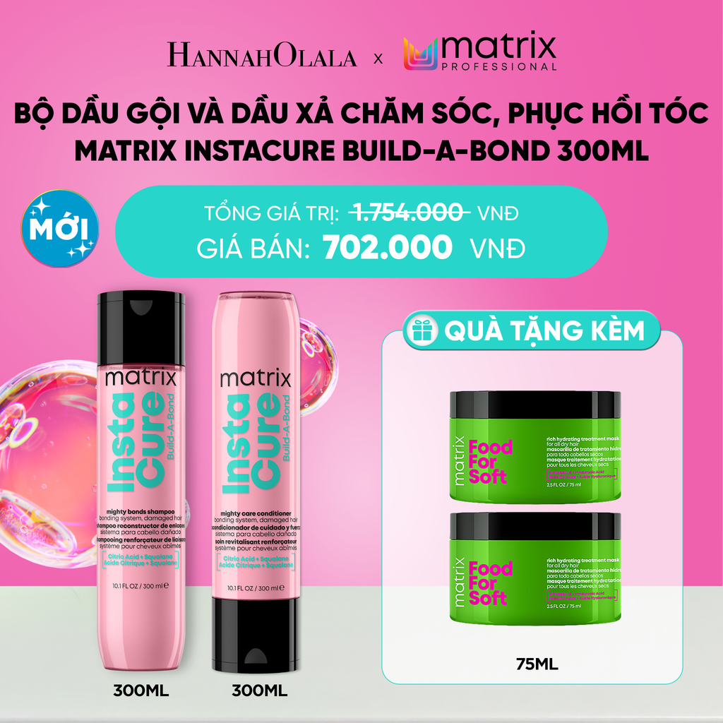  BỘ DẦU GỘI VÀ DẦU XẢ CHĂM SÓC, PHỤC HỒI TÓC MATRIX INSTACURE BUILD-A-BOND 300ML - D28 