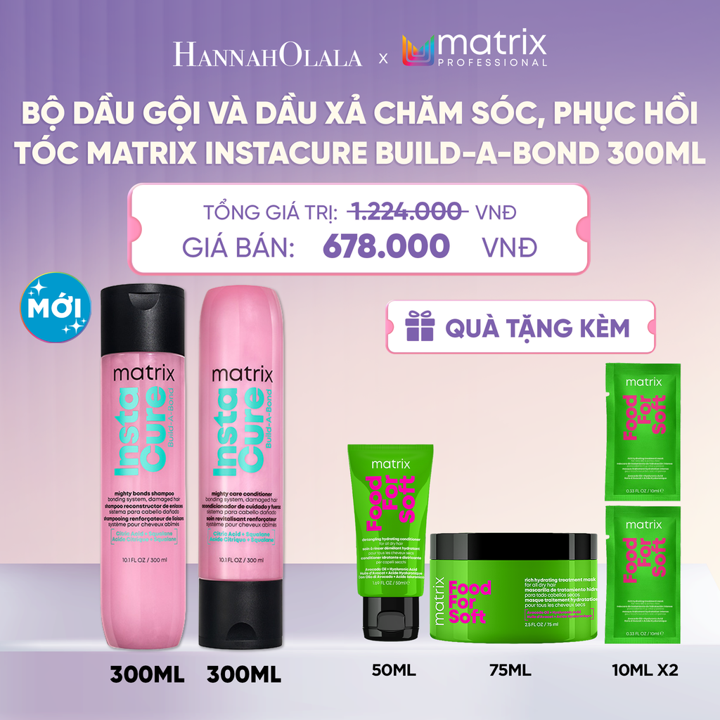  BỘ DẦU GỘI VÀ DẦU XẢ CHĂM SÓC, PHỤC HỒI TÓC MATRIX INSTACURE BUILD-A-BOND 300ML  - L053 