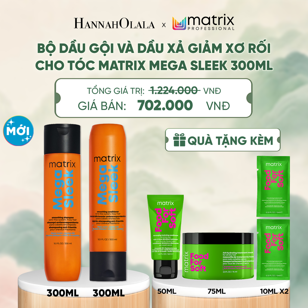  BỘ DẦU GỘI VÀ DẦU XẢ GIẢM XƠ RỐI CHO TÓC MATRIX MEGA SLEEK 300ML - A427 