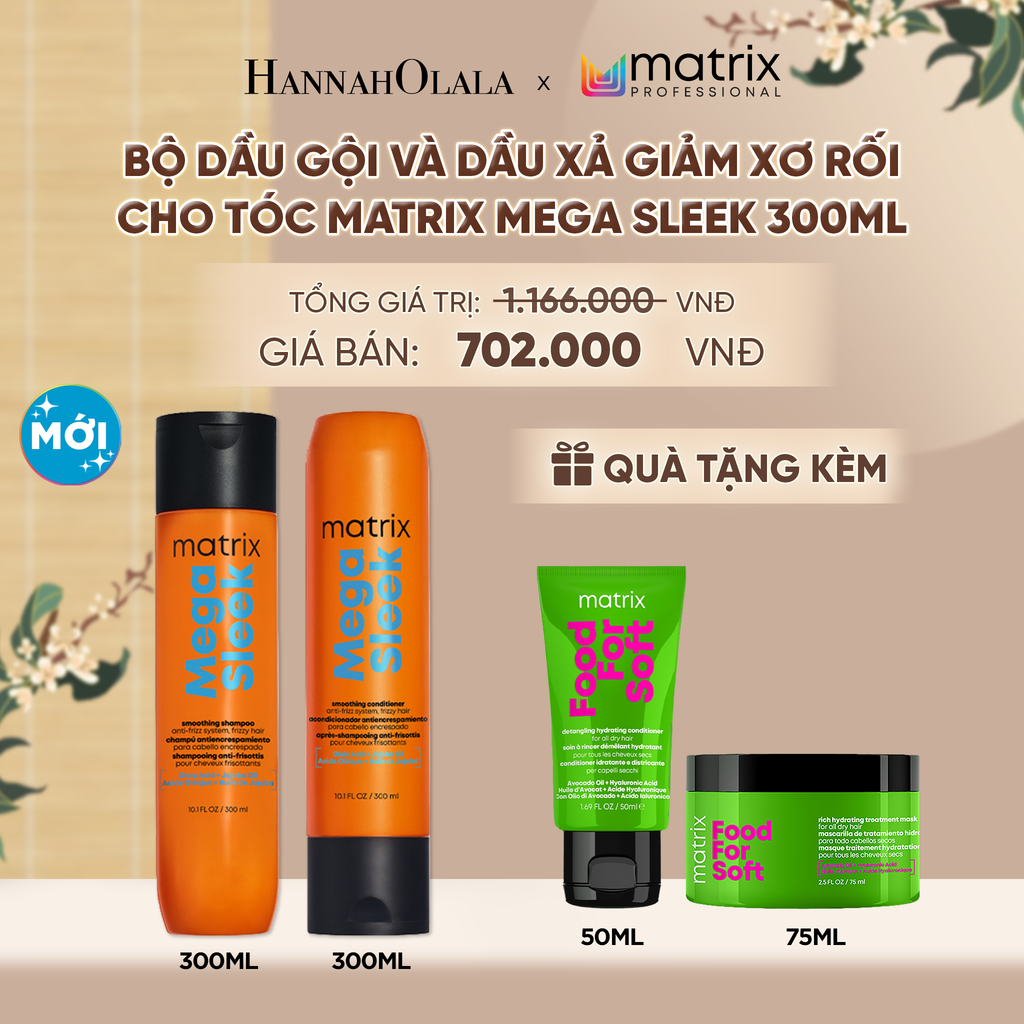  BỘ DẦU GỘI VÀ DẦU XẢ GIẢM XƠ RỐI CHO TÓC MATRIX MEGA SLEEK 300ML - A5111 