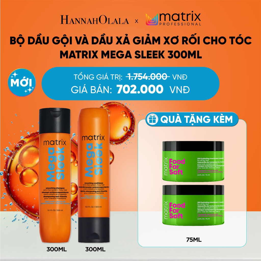  BỘ DẦU GỘI VÀ DẦU XẢ GIẢM XƠ RỐI CHO TÓC MATRIX MEGA SLEEK 300ML - D25 