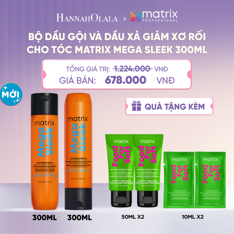  BỘ DẦU GỘI VÀ DẦU XẢ GIẢM XƠ RỐI CHO TÓC MATRIX MEGA SLEEK 300ML  - L051 