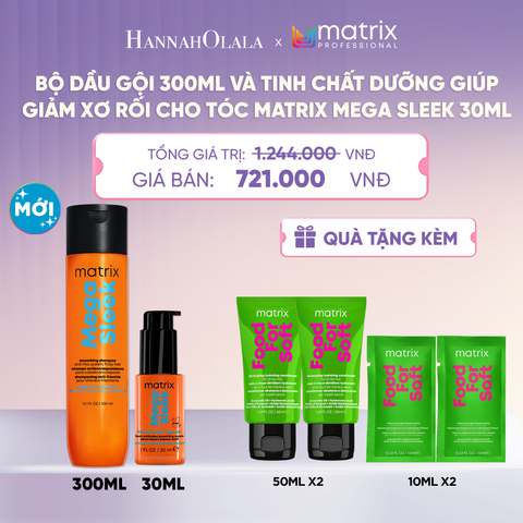  BỘ DẦU GỘI 300ML VÀ TINH CHẤT DƯỠNG GIÚP GIẢM XƠ RỐI CHO TÓC MATRIX MEGA SLEEK 30ML  - L056 