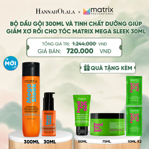  BỘ DẦU GỘI 300ML VÀ TINH CHẤT DƯỠNG GIÚP GIẢM XƠ RỐI CHO TÓC MATRIX MEGA SLEEK 30ML - A432 