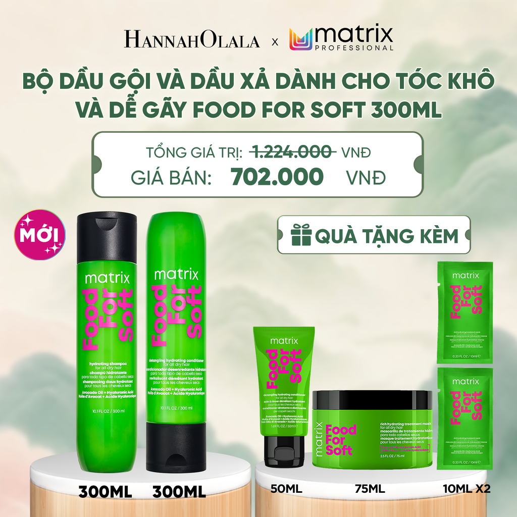  BỘ DẦU GỘI VÀ DẦU XẢ DÀNH CHO TÓC KHÔ VÀ DỄ GÃY MATRIX FOOD FOR SOFT 300ML - A428 