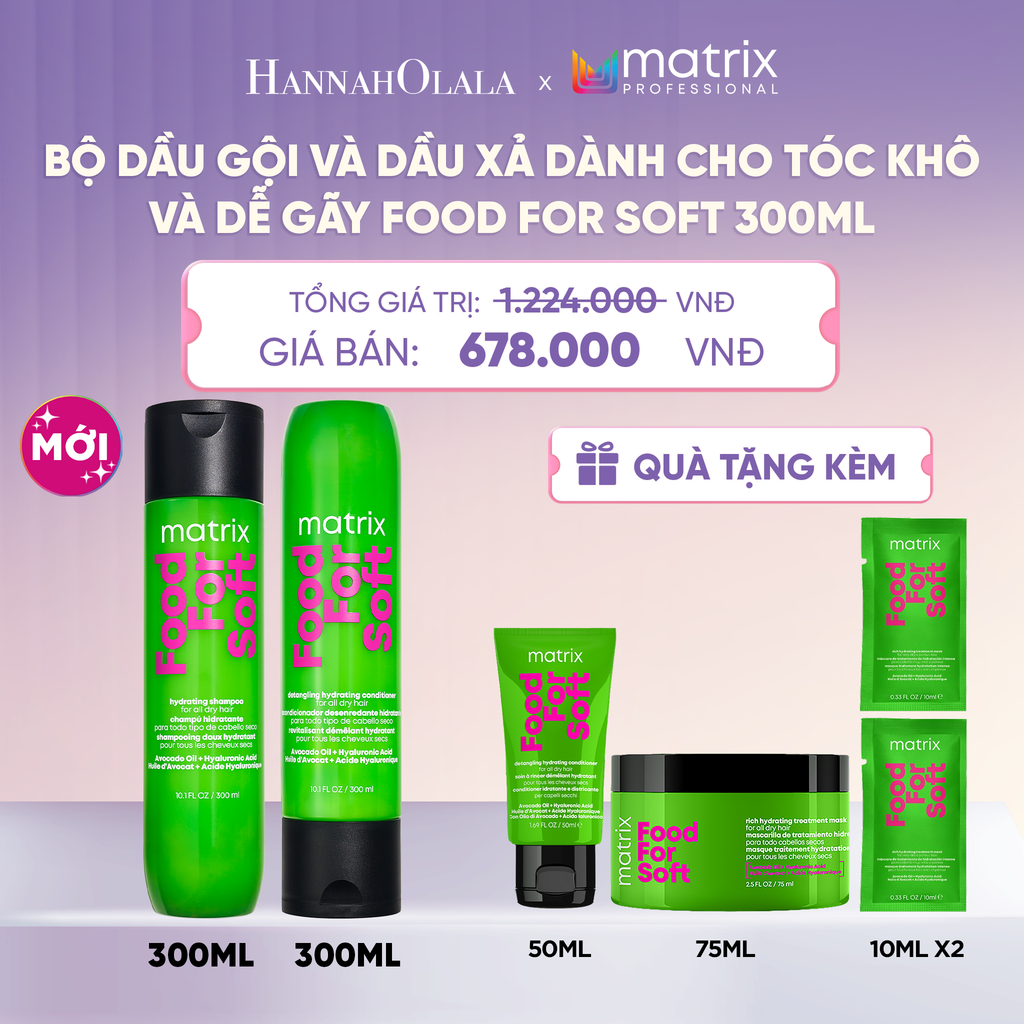  BỘ DẦU GỘI VÀ DẦU XẢ DÀNH CHO TÓC KHÔ VÀ DỄ GÃY MATRIX FOOD FOR SOFT 300ML  - L052 