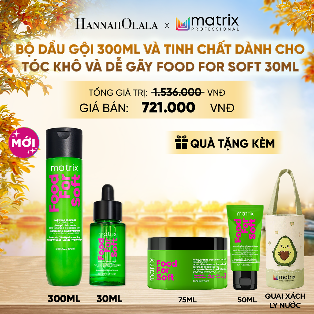  BỘ DẦU GỘI 300ML VÀ TINH CHẤT DÀNH CHO TÓC KHÔ VÀ DỄ GÃY MATRIX FOOD FOR SOFT 30ML - E511 