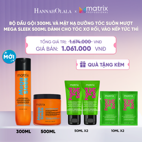  BỘ DẦU GỘI 300ML VÀ MẶT NẠ DƯỠNG TÓC SUÔN MƯỢT MATRIX MEGA SLEEK 500ML DÀNH CHO TÓC XƠ RỐI, VÀO NẾP TỨC THÌ  - L058 
