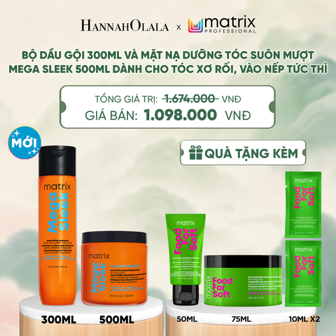 BỘ DẦU GỘI 300ML VÀ MẶT NẠ DƯỠNG TÓC SUÔN MƯỢT MATRIX MEGA SLEEK 500ML DÀNH CHO TÓC XƠ RỐI, VÀO NẾP TỨC THÌ - A434 