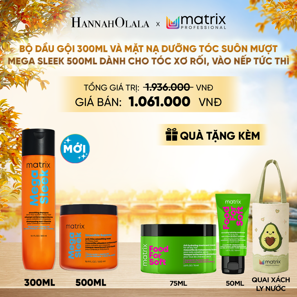  BỘ DẦU GỘI 300ML VÀ MẶT NẠ DƯỠNG TÓC SUÔN MƯỢT MATRIX MEGA SLEEK 500ML DÀNH CHO TÓC XƠ RỐI, VÀO NẾP TỨC THÌ - E515 
