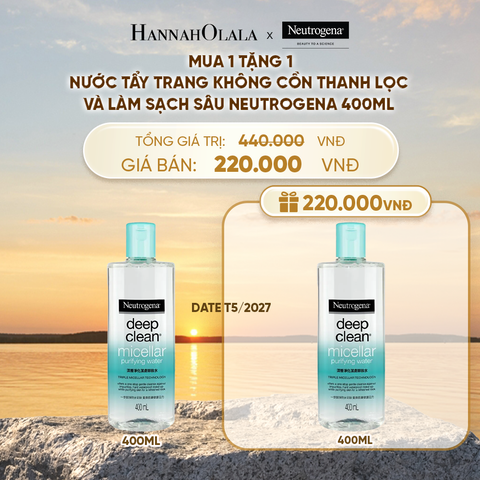  MUA 1 TẶNG 1 NƯỚC TẨY TRANG KHÔNG CỒN THANH LỌC VÀ LÀM SẠCH SÂU NEUTROGENA DEEP CLEAN MICELLAR PURIFYING 400ML (HSD: 20/052027) - A994 
