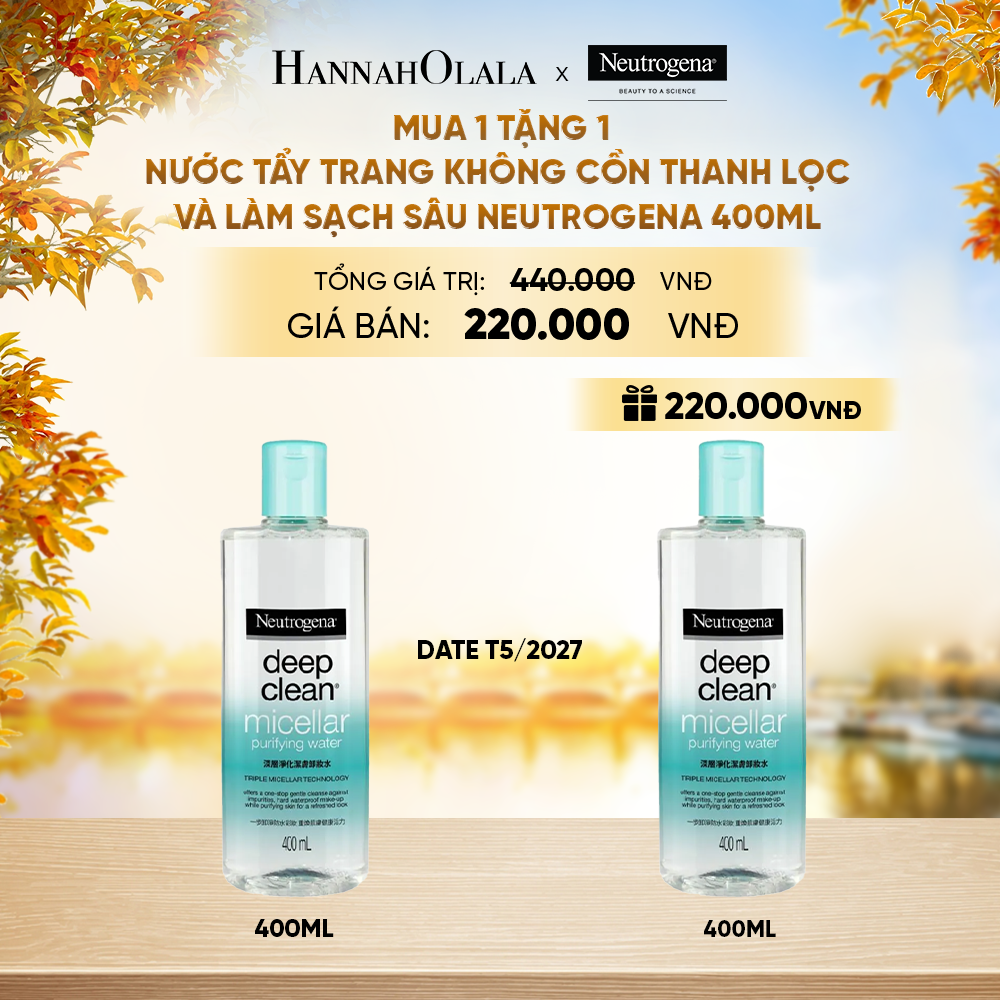  MUA 1 TẶNG 1 NƯỚC TẨY TRANG KHÔNG CỒN THANH LỌC VÀ LÀM SẠCH SÂU NEUTROGENA DEEP CLEAN MICELLAR PURIFYING 400ML (HSD: 20/052027) - E873 
