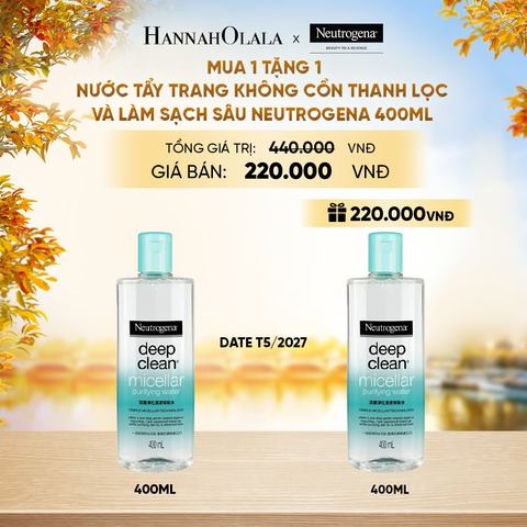  MUA 1 TẶNG 1 NƯỚC TẨY TRANG KHÔNG CỒN THANH LỌC VÀ LÀM SẠCH SÂU NEUTROGENA DEEP CLEAN MICELLAR PURIFYING 400ML (HSD: 20/052027) - E873 