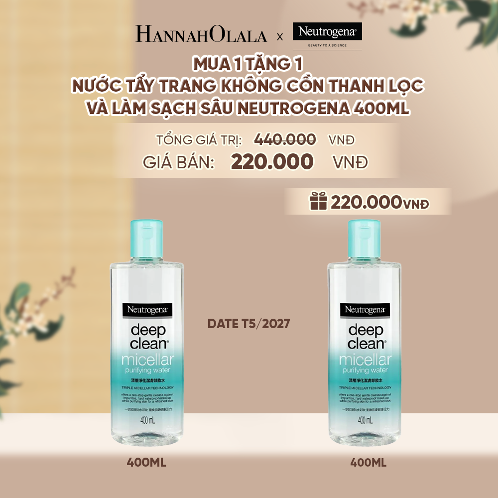  MUA 1 TẶNG 1 NƯỚC TẨY TRANG KHÔNG CỒN THANH LỌC VÀ LÀM SẠCH SÂU NEUTROGENA DEEP CLEAN MICELLAR PURIFYING 400ML (HSD: 20/052027) - A609 