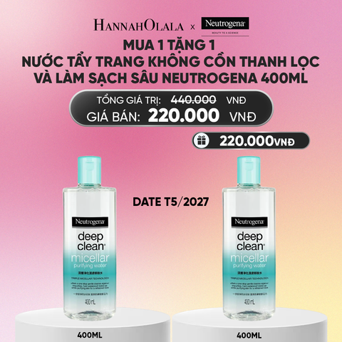  MUA 1 TẶNG 1 NƯỚC TẨY TRANG KHÔNG CỒN THANH LỌC VÀ LÀM SẠCH SÂU NEUTROGENA DEEP CLEAN MICELLAR PURIFYING 400ML (HSD: 20/052027)_A921 