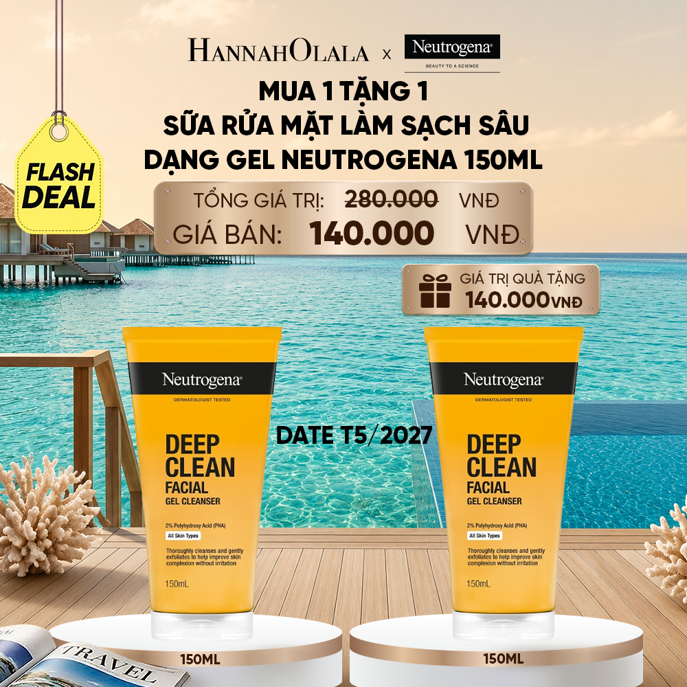  MUA 1 TẶNG 1 SỮA RỬA MẶT NEUTROGENA SẠCH SÂU CHO DA NHẠY CẢM DEEP CLEAN FACIAL GEL CLEANSER 150ML (HSD: 31/05/2027) 