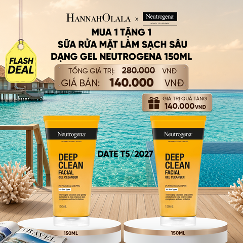  MUA 1 TẶNG 1 SỮA RỬA MẶT NEUTROGENA SẠCH SÂU CHO DA NHẠY CẢM DEEP CLEAN FACIAL GEL CLEANSER 150ML (HSD: 31/05/2027) 