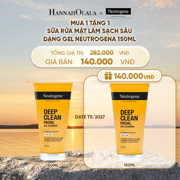  MUA 1 TẶNG 1 SỮA RỬA MẶT NEUTROGENA SẠCH SÂU CHO DA NHẠY CẢM DEEP CLEAN FACIAL GEL CLEANSER 150ML (HSD: 31/05/2027) - A1002 